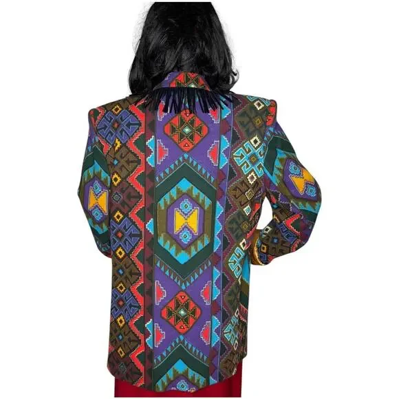 Vintage Criscione NEW YORK western fringed aztec oversized coat size medium - Picture 4 of 16